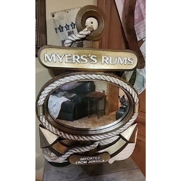 Vintage Myers's JAMAICAN RUM Nautical Anchor Sign & Mirror Man Cave Bar Sign - Picture 4 of 4